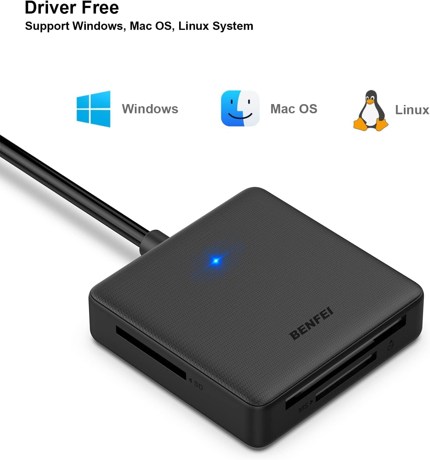 Memory Card Reader, BENFEI 4in1 USB
