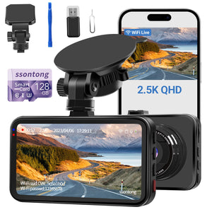 Dash Cam WiFi, Car Camera Dash Cam with 128GB Card Dashcam