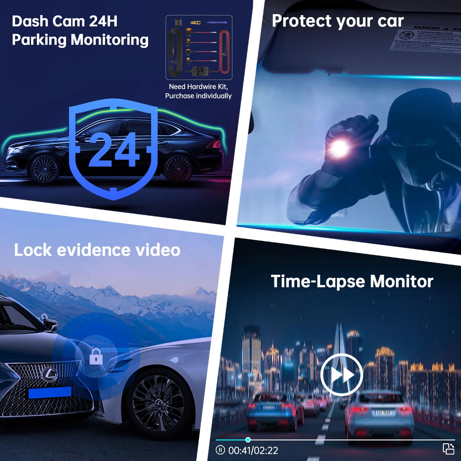 Dash Cam WiFi, Car Camera Dash Cam with 128GB Card Dashcam