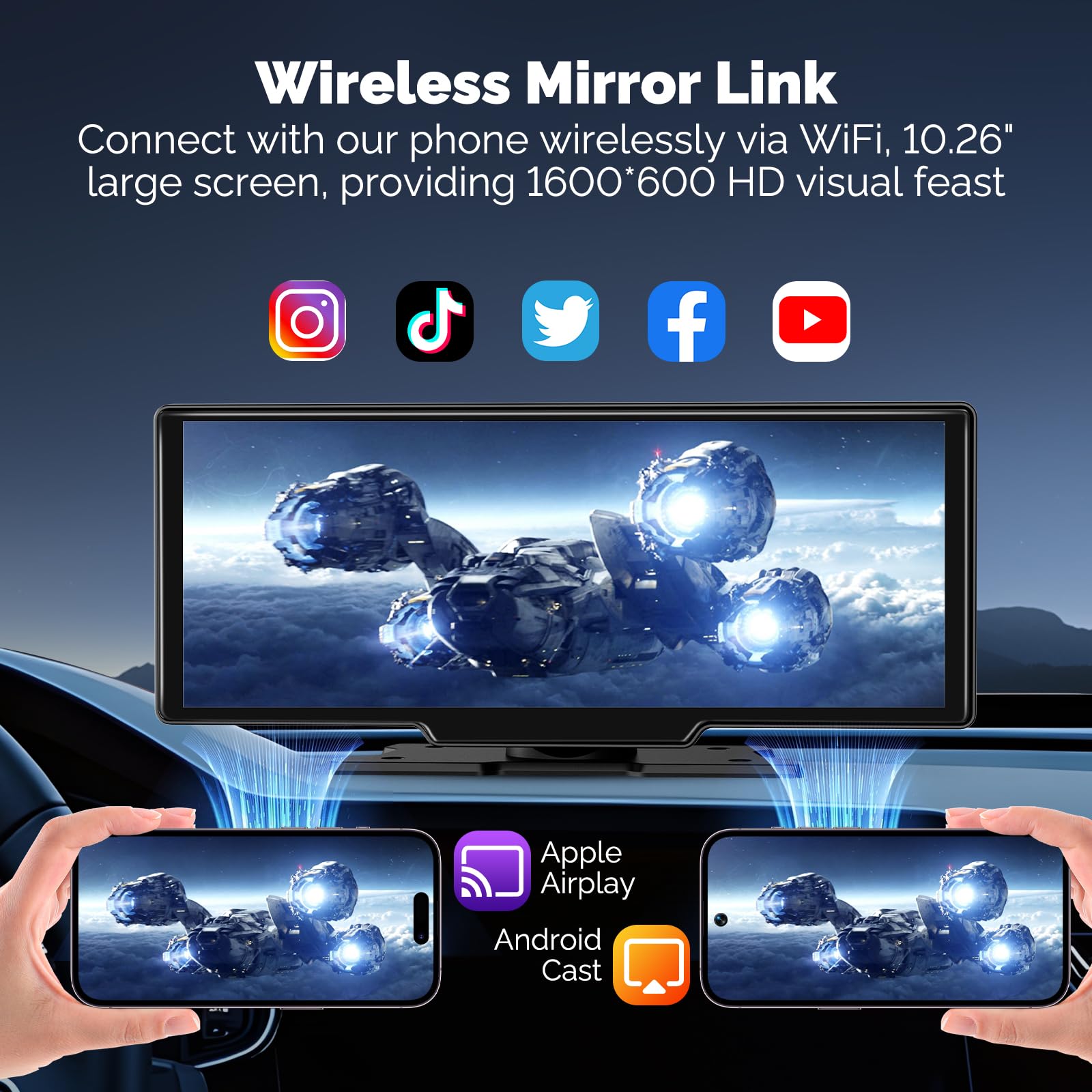 10.26" Wireless CarPlay Android Auto