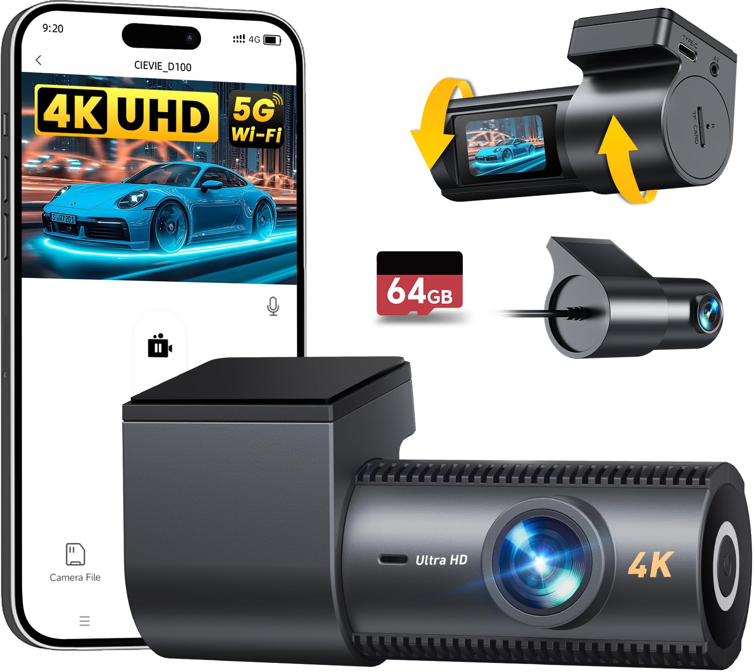 CIEVIE Dash Cam Front and Rear