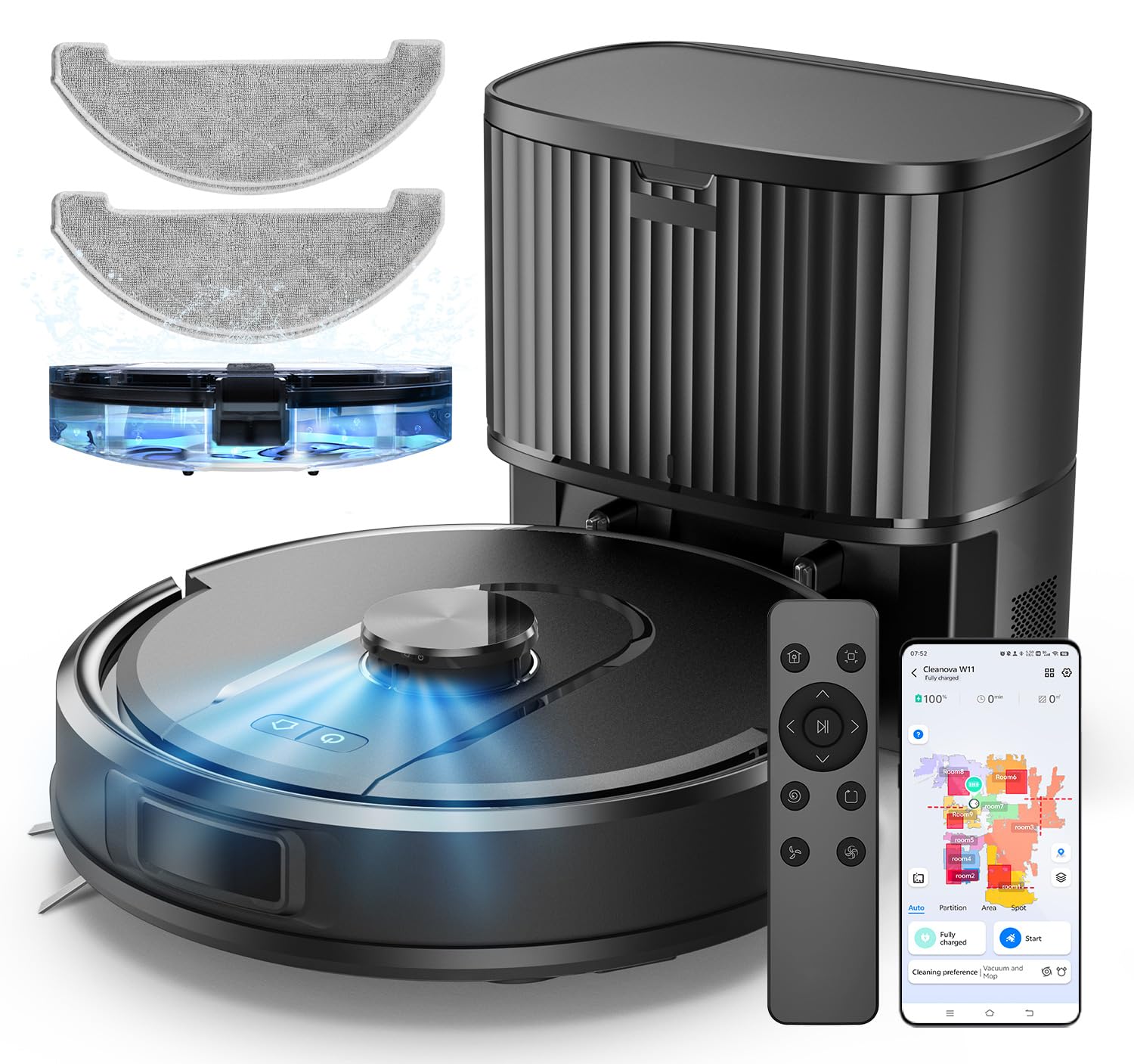 Vexilar Self-Emptying Robot Vacuum Cleaner with Mop