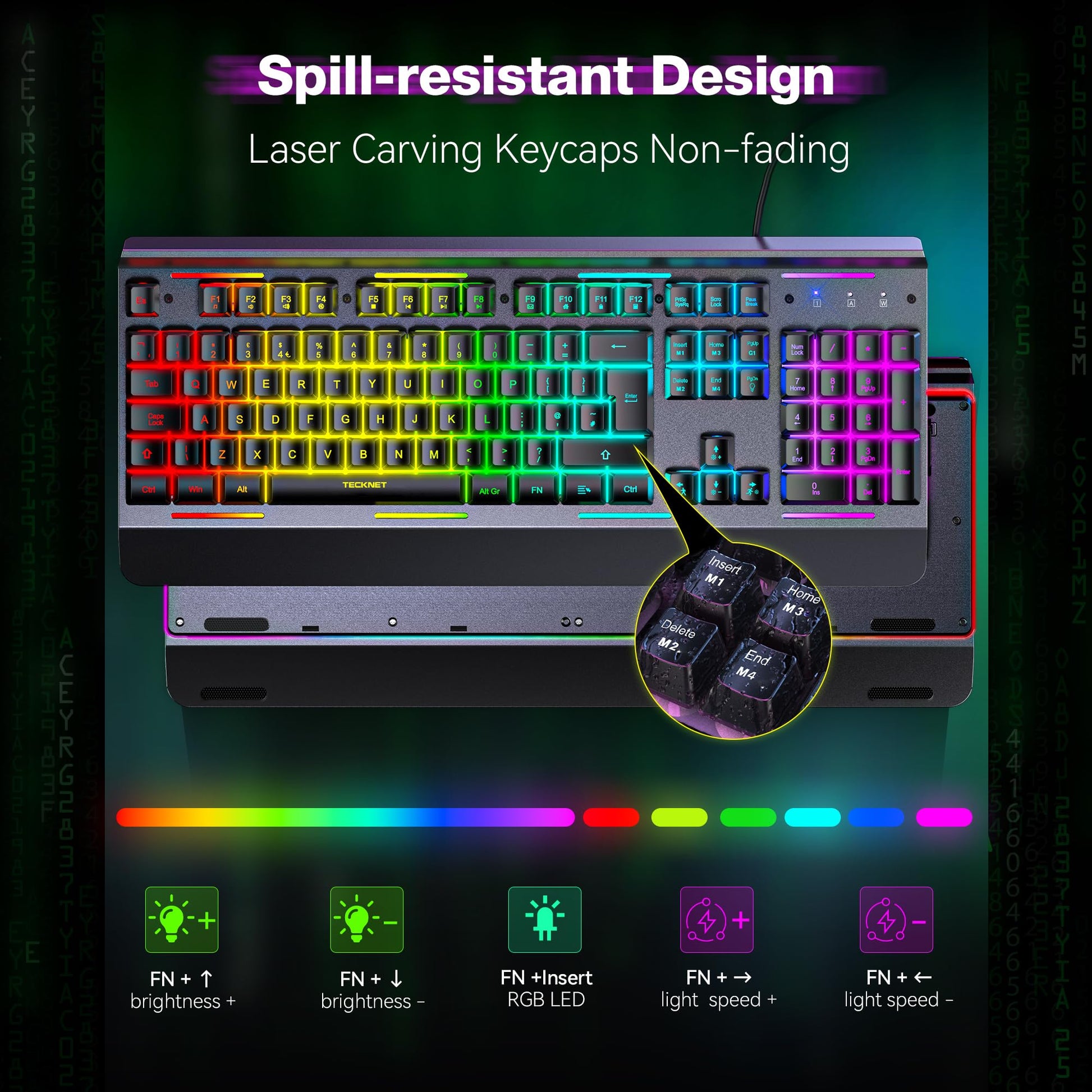 TECKNET RGB Gaming Keyboard UK Layout