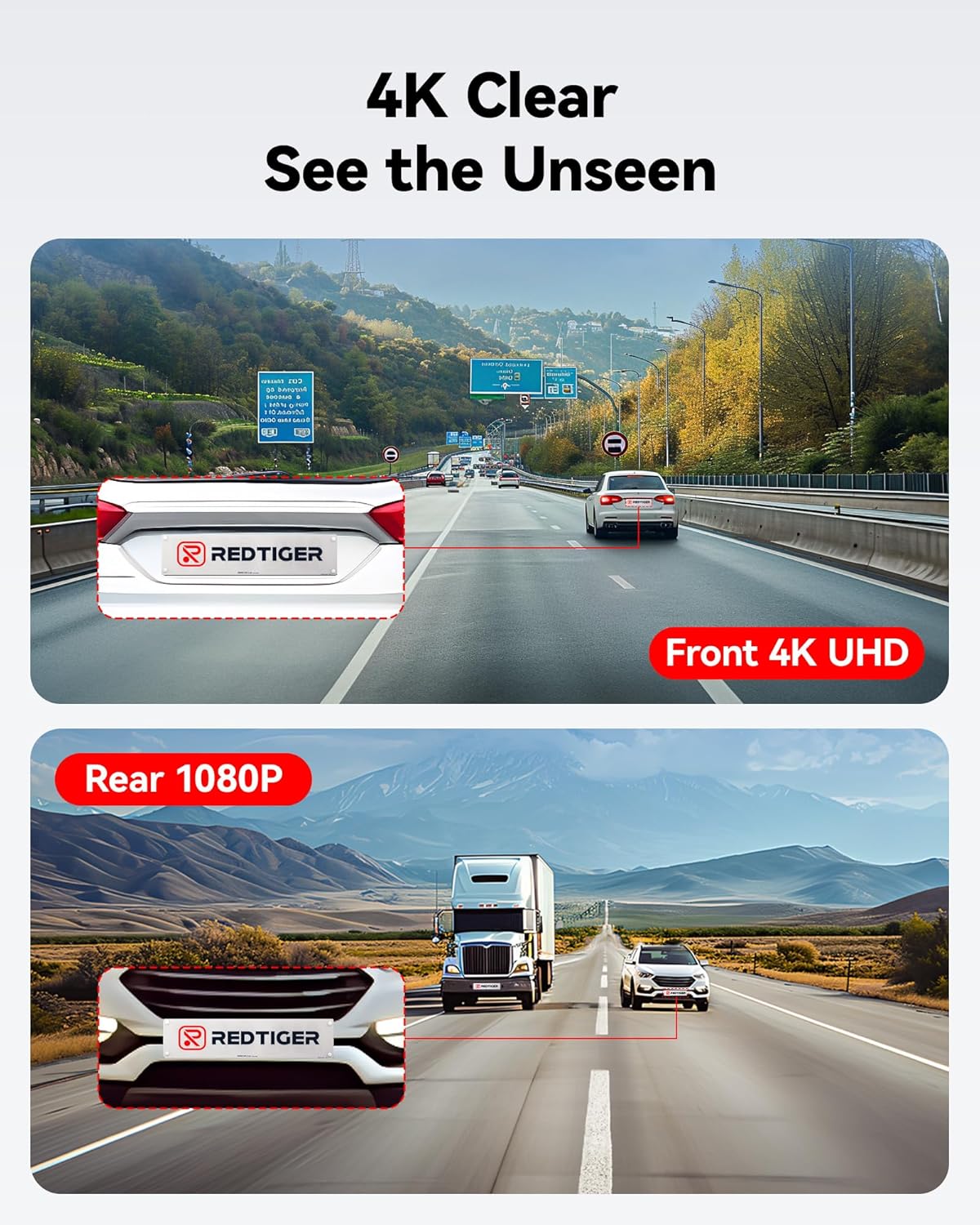 REDTIGER Dash Cam Front Rear