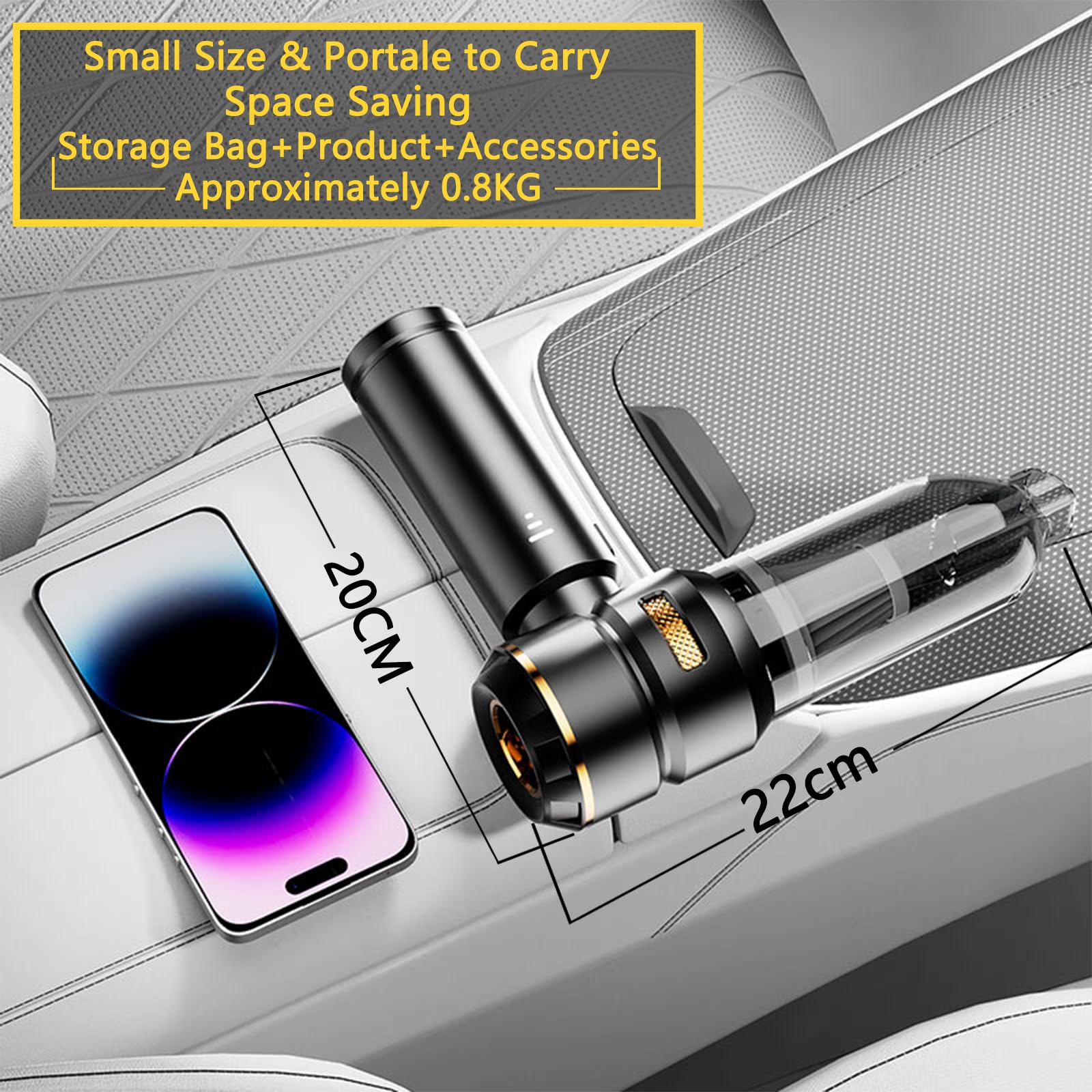 Lyiazsoy Car Vacuum Cleaner,22000PA High Power Mini Vacuum Cleaner