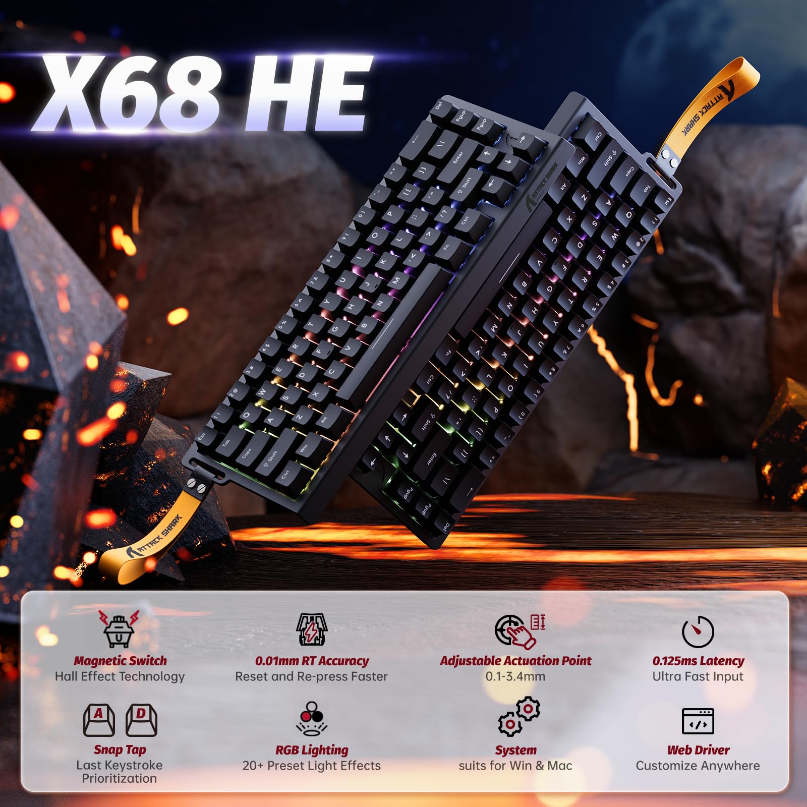 ATTACK SHARK X68 HE & R1 Gaming Keyboard