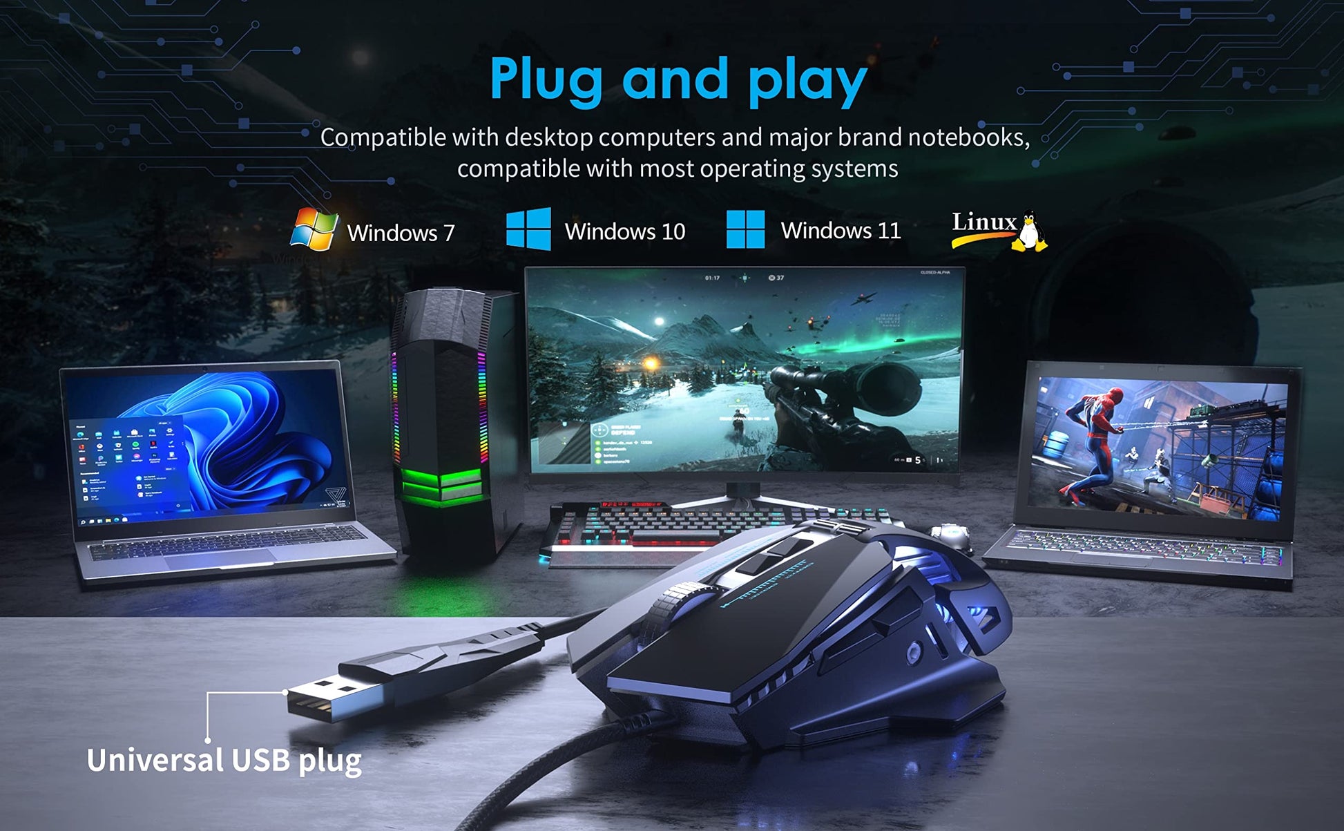 CYD C309 RGB Wired-Mouse for Laptop