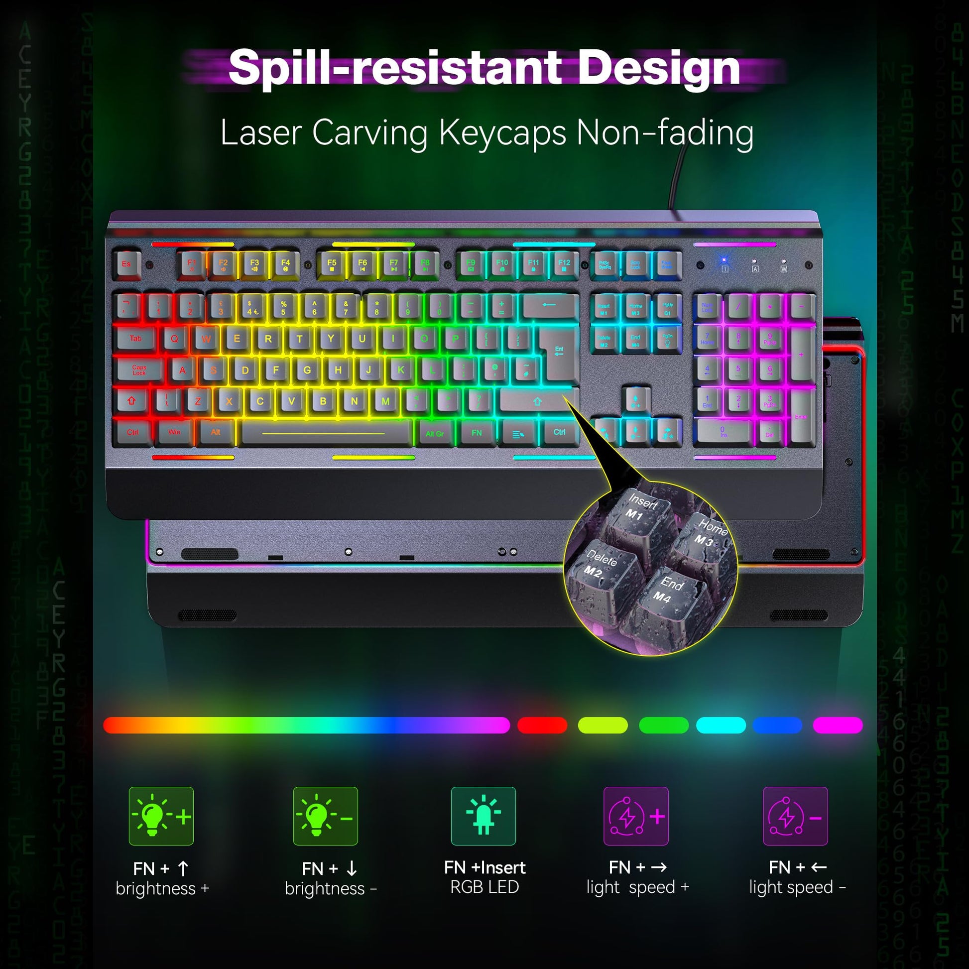 TECKNET RGB Gaming Keyboard UK Layout