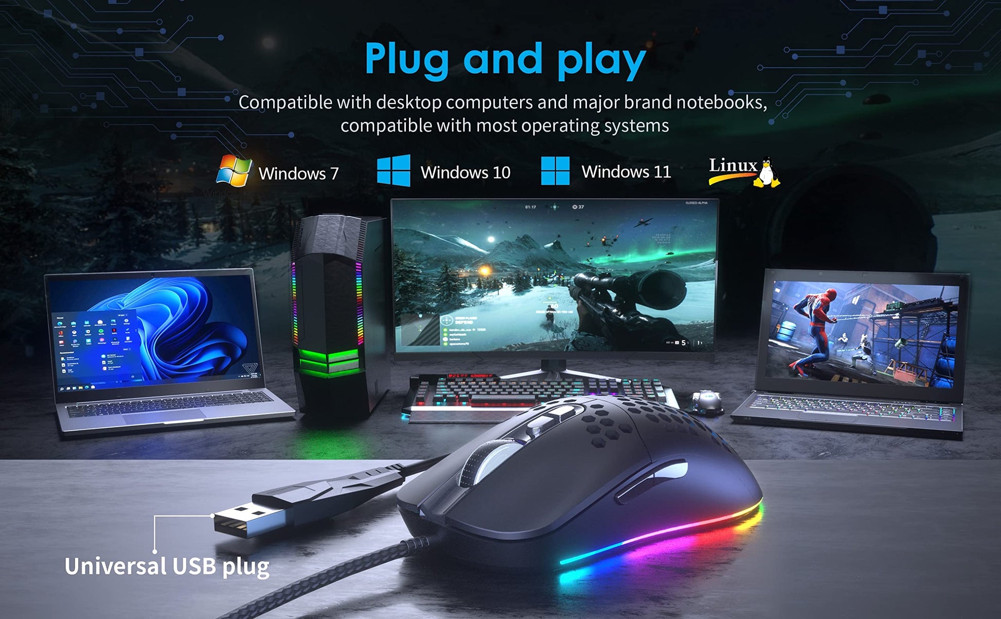 CYD C309 RGB Wired-Mouse for Laptop