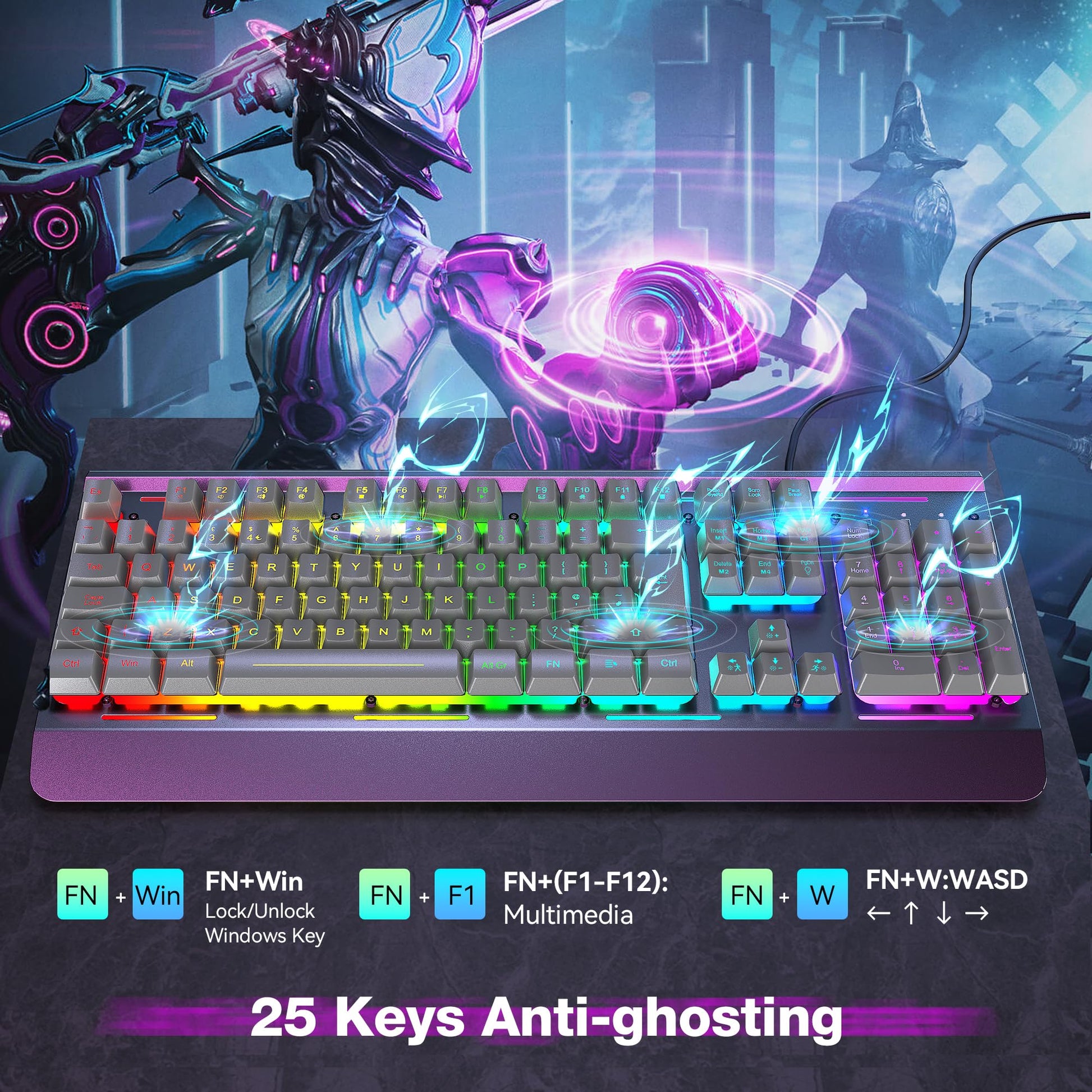 TECKNET RGB Gaming Keyboard UK Layout